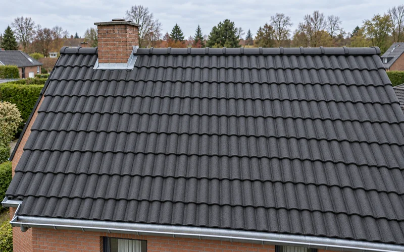 Hetzelfde dak na het ontmossen en coaten, mos volledig weg