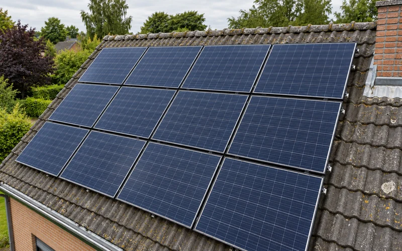 Dezelfde zonnepanelen na reiniging, vrij van stof en aanslag