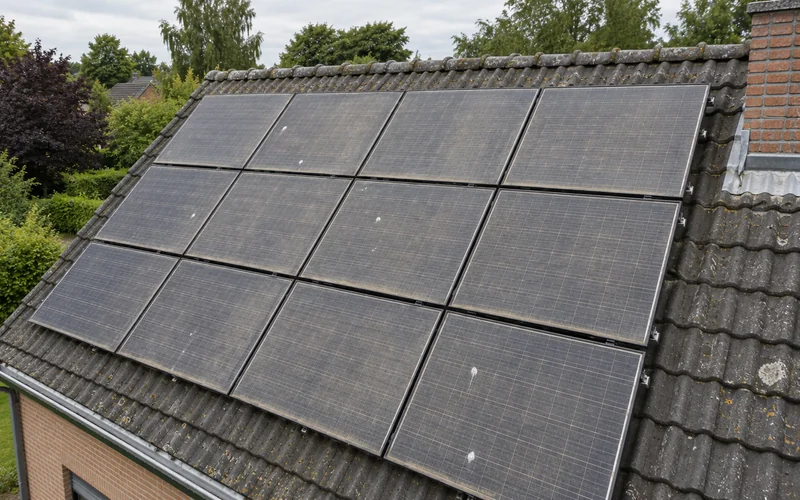 Zonnepanelen voor reiniging, met stof, aanslag en vogeluitwerpselen